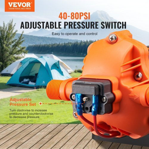 Vevor Diaphragm Pump 12v 1.8gpm 6.81 L Min 3-Chamber Pressure Switch 12vyysb3q18gvu9m9v9