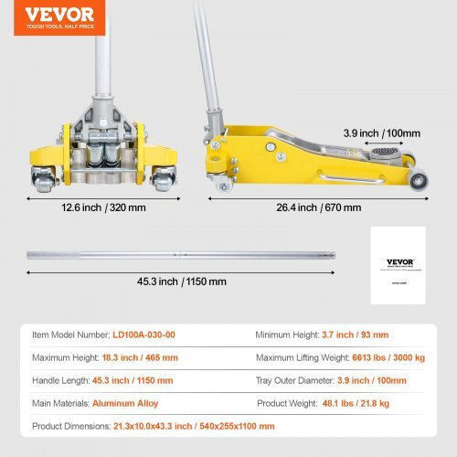 Vevor Τρίποδο Στήριξης Οχημάτων με Δυνατότητα Ανύψωσης έως 1 Τόνο