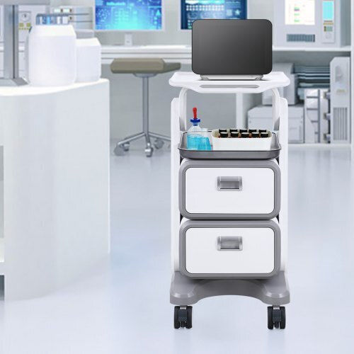 Vevor Mobile Medical Cart 3 Levels 2 Drawers & 1 Top Tray White Systceckfbs498tjsv0