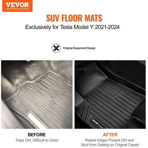 Vevor Σετ Πατάκια Αυτοκινήτου Tesla Model Y 2021-2024 3 Τεμ Tpe Liners Suvdbdtslmodyiwumv0