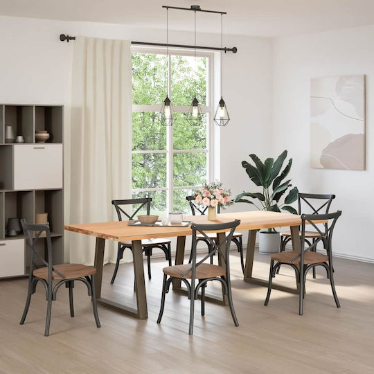 vidaXL Metallic Furniture Leg 3 Pieces Suitable for Table / Coffee Table / Office 80x72cm Natural