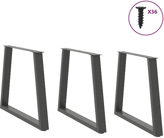 vidaXL Metallic Furniture Leg 3 Pieces Suitable for Table / Coffee Table / Office 80x72cm Anthracite