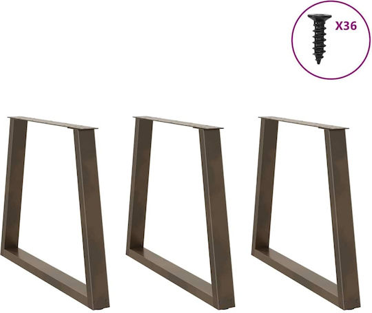 vidaXL Metallic Furniture Leg 3 Pieces Suitable for Table / Coffee Table / Office 80x72cm Natural
