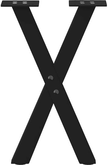 vidaXL Metallic Furniture Leg 2 Pieces Suitable for Table / Coffee Table / Office 38x4x42cm Black