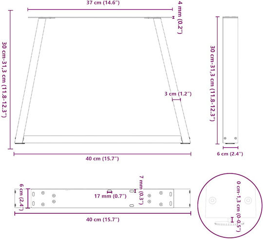 vidaXL Металик Крак На Мебел 2 Бройки Подходящ За Маса / Малка Маса / Офис 40x30см Кафяв