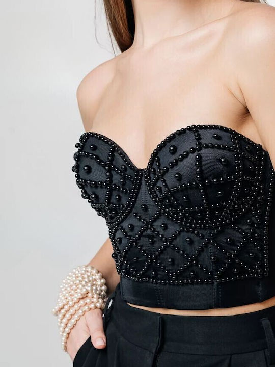 Damen Crop Top Black