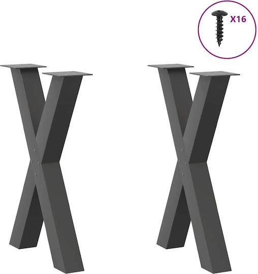 vidaXL Metallisches Möbelbein 2Stücke Für Büro / Tisch / Beistelltisch 50x72cm Anthrazit