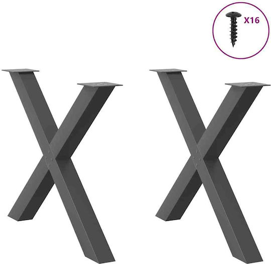 vidaXL Picior Metalic Pentru Mobilier 2 Bucăți Potrivit Pentru Masă / Măsuță / Birou 90x72cm Antracit