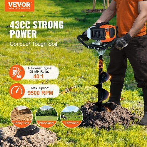 Vevor Gasoline Earth Auger with Spike 43cc 1250W RYLXZ8YC1G43ZVQV7V0