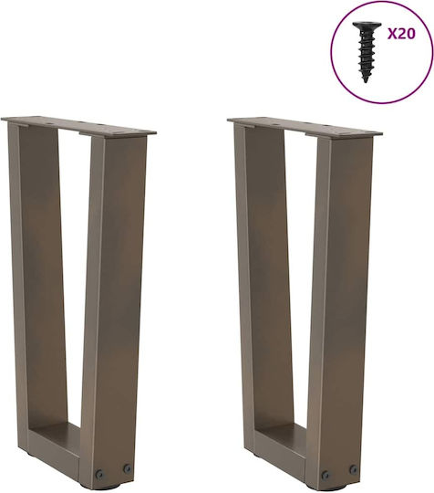 vidaXL Metallic Furniture Leg 2 Pieces Suitable for Table / Coffee Table / Office 38x42cm Brown
