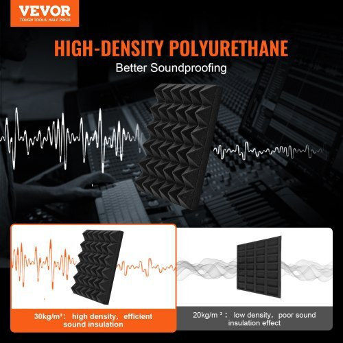 Vevor Panou De Material De Tratament Audio (36 Bucăți) În Design Piramidă 30cm x 30cm x 50mm