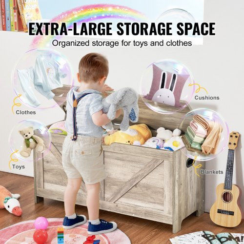 Vevor Children's Storage Box made of Wood Gray 38.98x15.55x18.9cm 1pcs