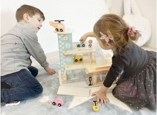 Elineli Montessori Ξύλινο Εκπαιδευτικό Παιχνίδι Γκαράζ Φιγούρες Σήματα
