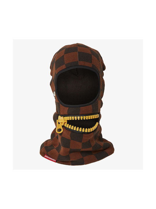 Sprayground Gold Zipper Mouth Sports Fashion Accessories Full Face Brown