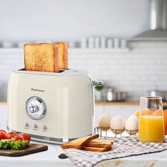 Rohnson Nostalgia Φρυγανιέρα 2 Θέσεων 800W Μπεζ