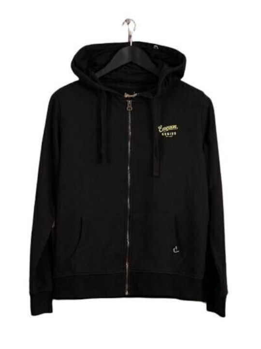 Women's Hooded French Terry Cardigan Sweatshirt Ebony WFR1559 Ebony