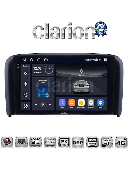 Clarion Auto-Audiosystem für Volvo S80 2004 > 2006 (Bluetooth/USB/WiFi/GPS/Apple-Carplay/Android-Auto) mit Touchscreen 9"