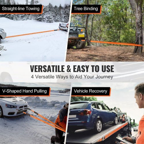 Vevor Off-Road Recovery Kit Straps 30000 Lbs D-Rings 44092 Lbs Receiver Pulley Gloves Bag Atv Jeep Truck Jpjygjb8j000sbo12v0