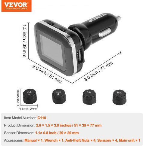 Vevor Σύστημα Παρακολούθησης Πίεσης Ελαστικών Rv 4 Αισθητήρες Szctyjcxt4lw1q4x1v9