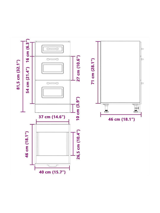 Kalmar Kitchen Floor Drawer Unit Artisan Oak 40x46x81.5cm