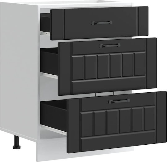 Lucca Comodă de Bucătărie de Podea Negru 60x46x81.5buc