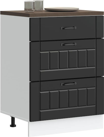 Lucca Comodă de Bucătărie de Podea Negru 60x46x81.5buc