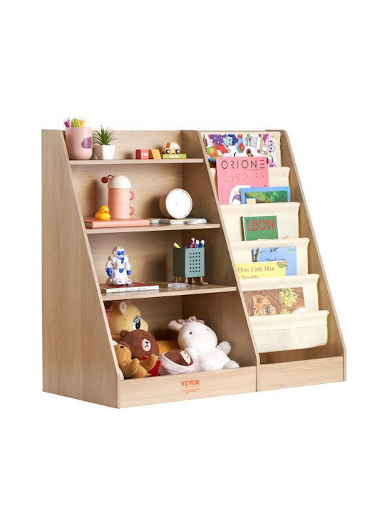 Kids Wooden Bookcase Brown 80x40x89cm