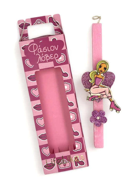 Easter Candle Round with Box 30cm Pink