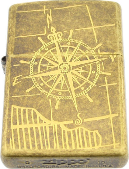 Zippo Αντιανεμικός Αναπτήρας Φλόγας Antique Brass