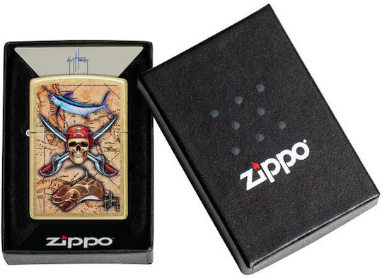 Zippo Guy Harvey Αντιανεμικός Αναπτήρας Φλόγας σε Χρυσό χρώμα