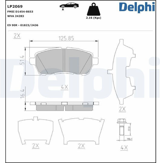 Delphi Σετ Τακάκια Πίσω για Daihatsu Materia Ford Fiesta Subaru Justy