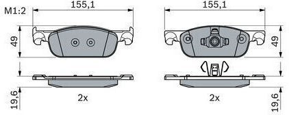 Bosch Brake Pad Front for Dacia Logan / Logan MCV / Sandero Lada X-Ray Renault Clio
