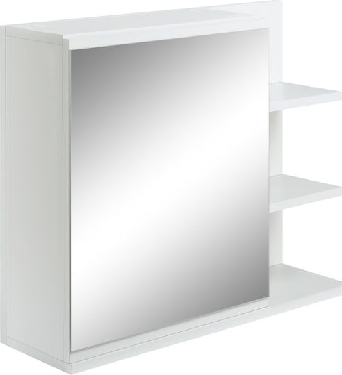 Kleankin Bathroom Mirror made of Particle Board with Shelf & Cabinet 60x18cm White