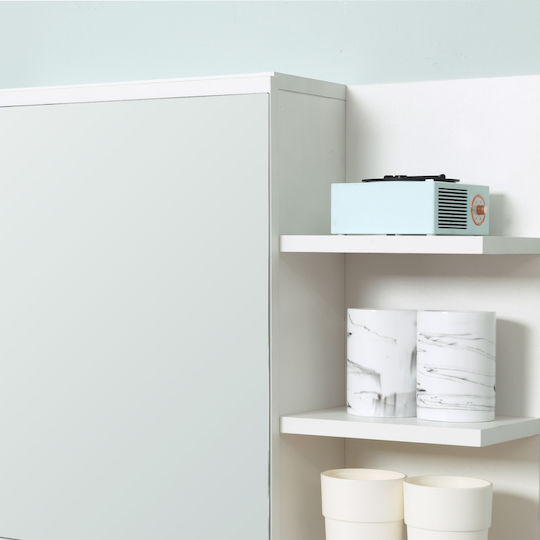 Kleankin Bathroom Mirror made of Particle Board with Shelf & Cabinet 60x18cm White