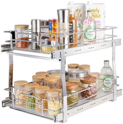 Vevor Schieberegale Doppelt 33x53cm Chrom Küche Badezimmer Schränke Hgs214w21d15h80ocv0