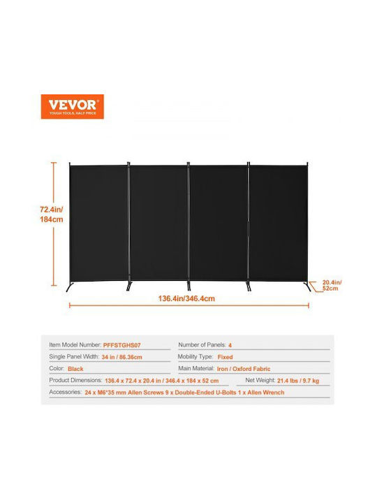 Vevor Διακοσμητικό Παραβάν Υφασμάτινο 346.4x184cm
