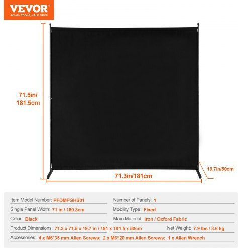 Vevor Διακοσμητικό Παραβάν Υφασμάτινο 181x181.5cm