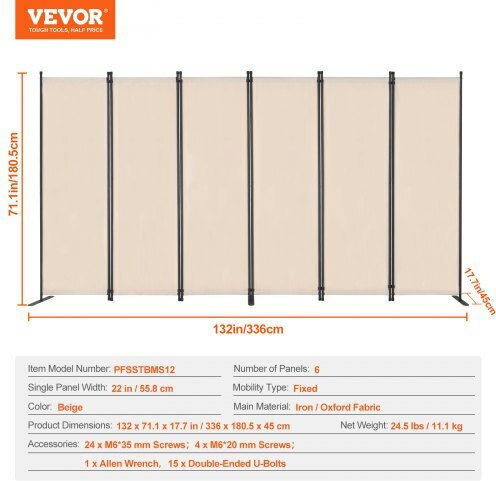 Vevor Decorative Room Divider Fabric 311x180.5cm