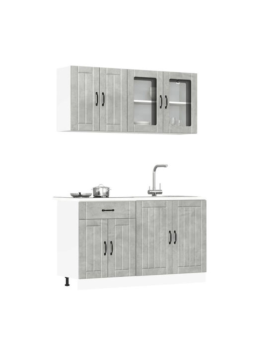 Kalmar Set Dulapuri de Bucătărie Suspendate & de Podea cu Blat de Lucru Gri 140x46x140buc