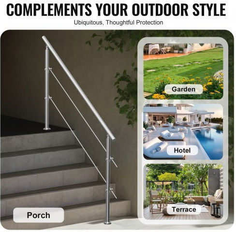 Vevor Handrails 70.9in Outdoor Steps 2 Crosses Porch Deck Bxgslzfs180cxmyzkv0