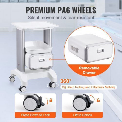 Vevor Mobile Medical Cart 2-Tier Drawer & Tray White Systceckfbs42j1z1v0