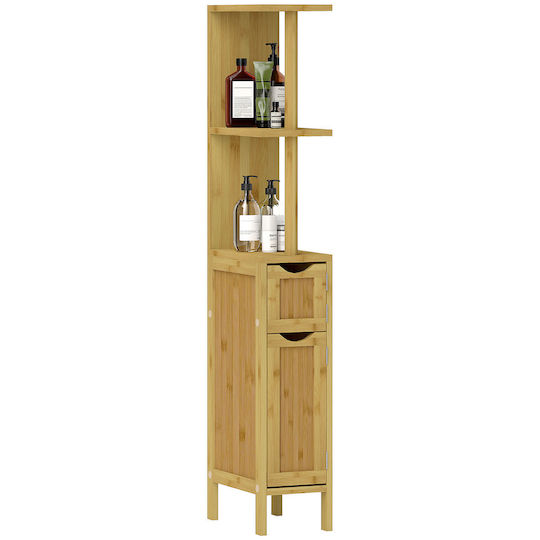 HomCom Floor Bathroom Column Cabinet L18xD30xH120cm Brown