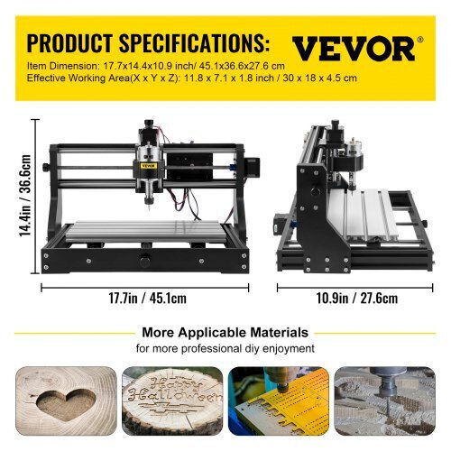 Vevor CNC Machine 3018 Pro 3 Axis Engraving Offline Controller Plastic Acrylic PVC Wood Dkj3018projck0001v2