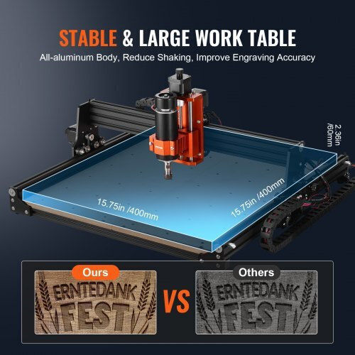 Vevor CNC Router Machine 400x400x60mm 300W 3 Axes Grbl 1200rpm Offline Controller Wood Acrylic MDF PVC Plastic Foam Skdkj4040cm04tpdjv2