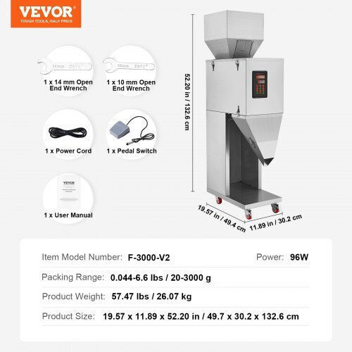 Vevor Automatic Particle Filling Machine 20-3000g Stainless Steel Weighing Machine Seeds & Grains Ldsklfzjbzd263v7vv2