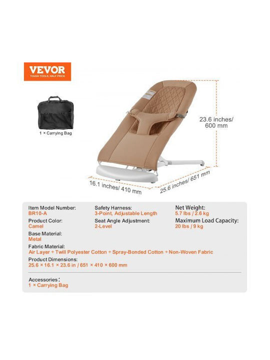 Vevor Χειροκίνητο Relax Μωρού Καφέ για Παιδί έως 9kg