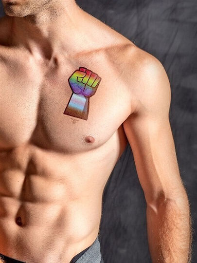 Mister B Temporary Tattoo Rainbow Fist