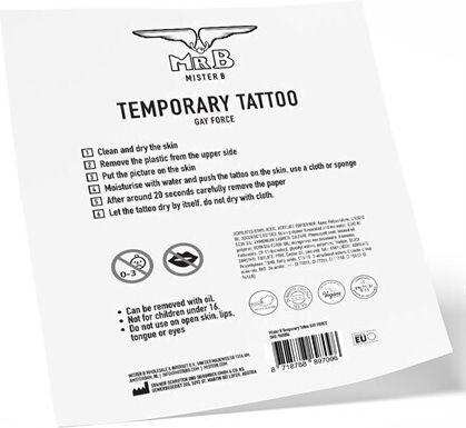 Mister B Temporary Tattoo Rainbow Fist