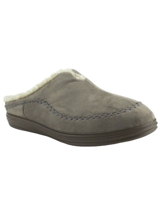 Vulladi Men's Slippers with Fur Gray