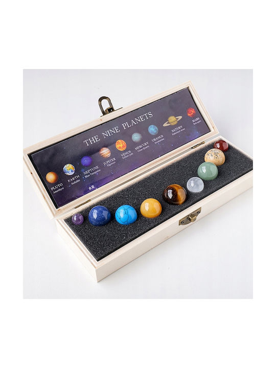 Mineralien des Sonnensystems Steine in einer Holzbox Geschenk 9 Planeten